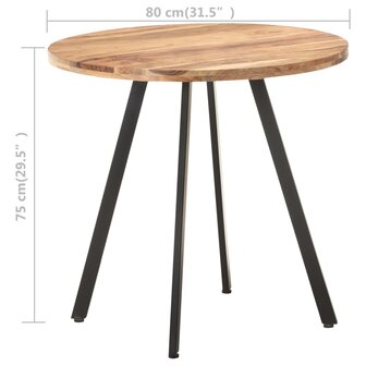 Eettafel 80 cm massief acaciahout 4