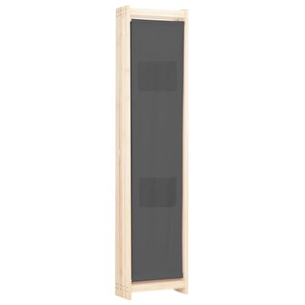 Kamerscherm met 5 panelen 200x170x4 cm stof grijs 4