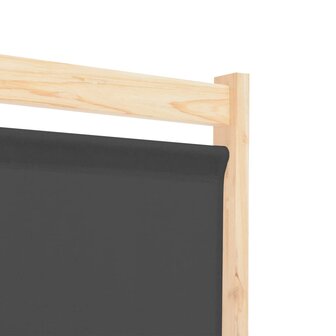 Kamerscherm met 5 panelen 200x170x4 cm stof grijs 6