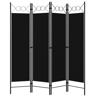 Kamerscherm met 4 panelen 160x180 cm zwart 2