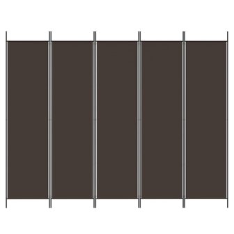 Kamerscherm met 5 panelen 250x200 cm stof bruin 3