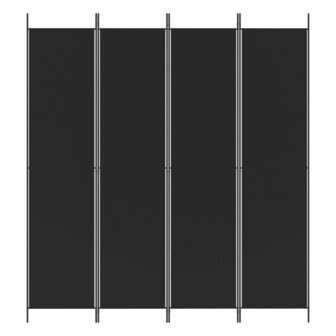 Kamerscherm met 4 panelen 200x220 cm stof zwart 3