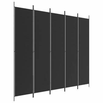 Kamerscherm met 5 panelen 250x220 cm stof zwart 2