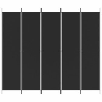 Kamerscherm met 5 panelen 250x220 cm stof zwart 3
