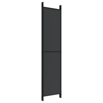 Kamerscherm met 5 panelen 250x220 cm stof zwart 6