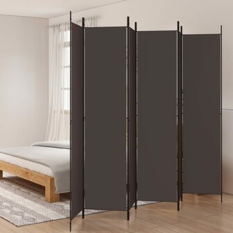 Kamerscherm met 6 panelen 300x220 cm stof bruin 1