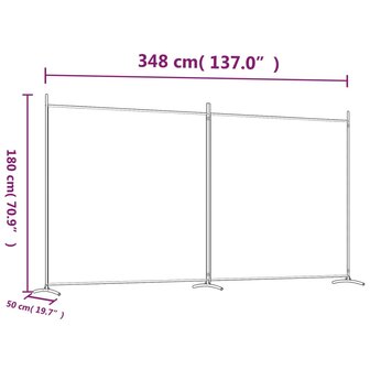 Kamerscherm met 2 panelen 348x180 cm stof zwart 8