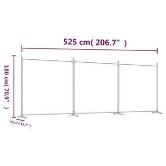  Kamerscherm met 3 panelen 525x180 cm stof wit 8