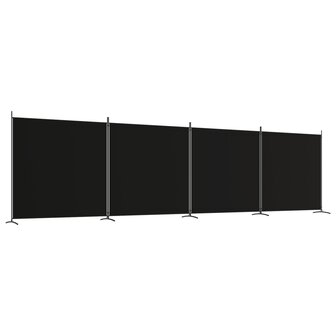 Kamerscherm met 4 panelen 698x180 cm stof zwart 2