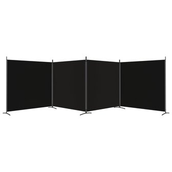 Kamerscherm met 4 panelen 698x180 cm stof zwart 4