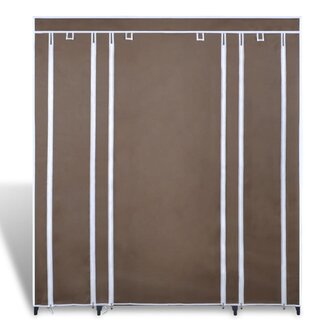 Kledingkast met vakken en stangen 45x150x176 cm stof bruin   2
