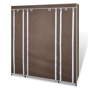 Kledingkast met vakken en stangen 45x150x176 cm stof bruin   3