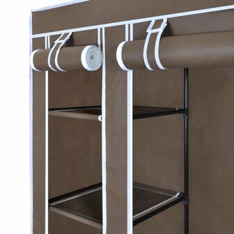 Kledingkast met vakken en stangen 45x150x176 cm stof bruin   4