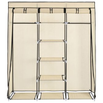 Kledingkast met vakken en stangen 150x45x175 cm stof cr&egrave;me 5
