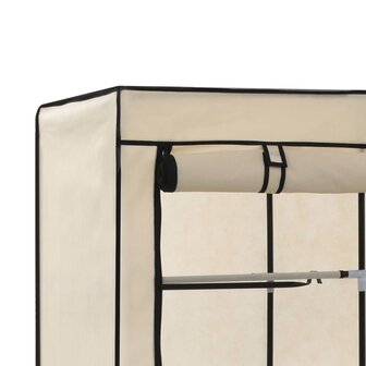 Kledingkast met vakken en stangen 150x45x175 cm stof cr&egrave;me 6