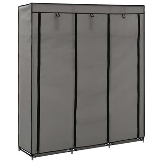 Kledingkast met vakken en stangen 150x45x175 cm stof grijs 1