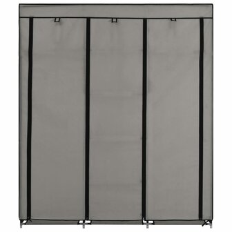 Kledingkast met vakken en stangen 150x45x175 cm stof grijs 3