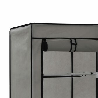 Kledingkast met vakken en stangen 150x45x175 cm stof grijs 6