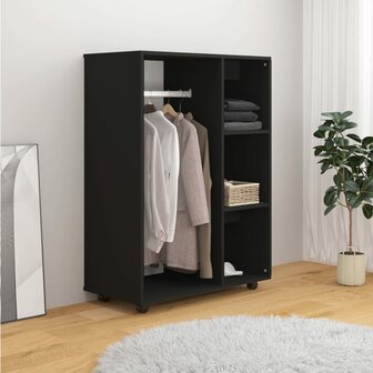 Kledingkast 80x40x110 cm bewerkt hout zwart 3