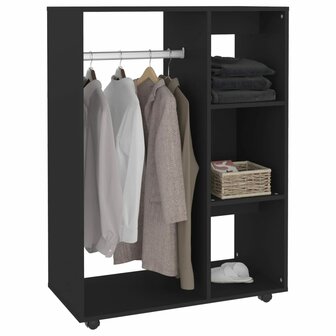 Kledingkast 80x40x110 cm bewerkt hout zwart 4