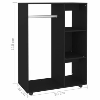 Kledingkast 80x40x110 cm bewerkt hout zwart 7