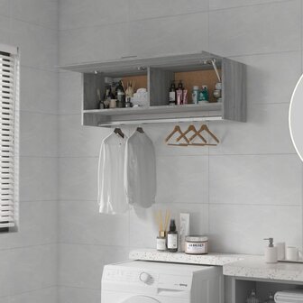 Kledingkast 100x32,5x35 cm bewerkt hout grijs sonoma eikenkleur 7
