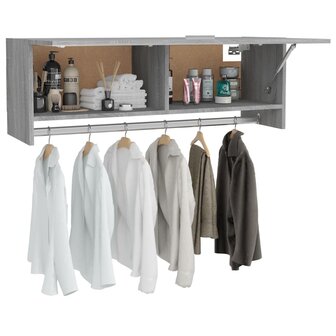 Kledingkast 100x32,5x35 cm bewerkt hout grijs sonoma eikenkleur 8