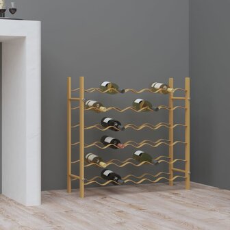 Wijnrek voor 36 flessen metaal goudkleurig 1