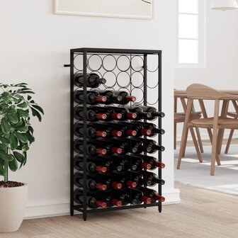 Wijnrek voor 45 flessen 54x18x100 cm smeedijzer zwart 1