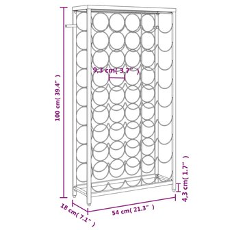 Wijnrek voor 45 flessen 54x18x100 cm smeedijzer zwart 7