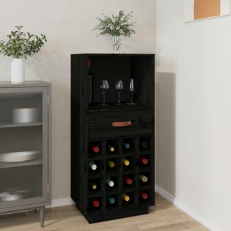 Wijnkast 45x34x100 cm massief grenenhout zwart 1