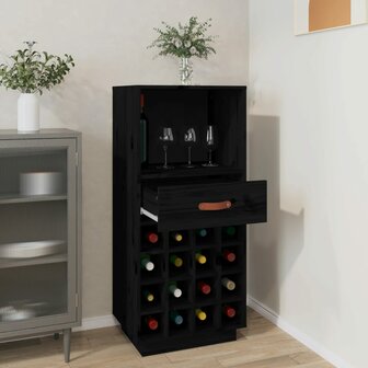 Wijnkast 45x34x100 cm massief grenenhout zwart 3