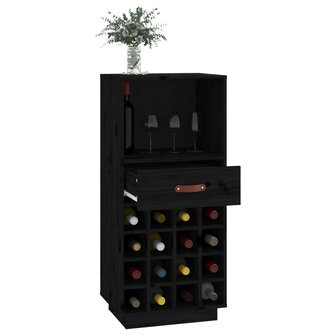 Wijnkast 45x34x100 cm massief grenenhout zwart 4