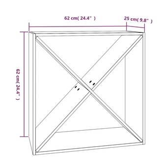 Wijnkast 62x25x62 cm massief grenenhout grijs 8