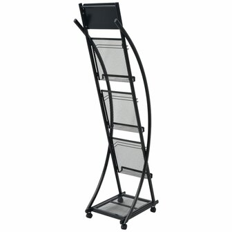Tijdschriftenrek zwart 40x32x131 cm A4 3