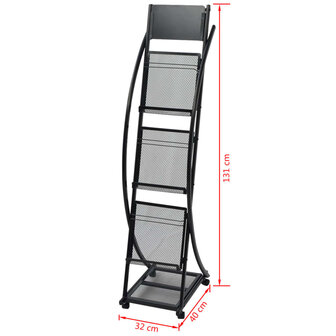 Tijdschriftenrek zwart 40x32x131 cm A4 6