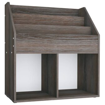 Kindertijdschriftenrek 71x30x78,5 cm hout grijs en eikenkleur 2