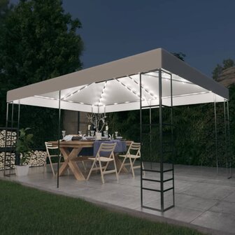 Prieel met LED-lichtslinger 4x3x2,7 m wit 1