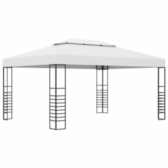 Prieel met LED-lichtslinger 4x3x2,7 m wit 3