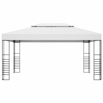 Prieel met LED-lichtslinger 4x3x2,7 m wit 4