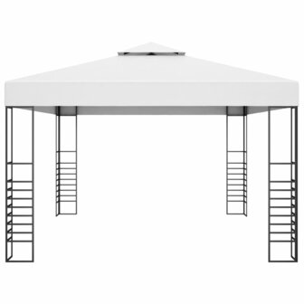 Prieel met LED-lichtslinger 4x3x2,7 m wit 5
