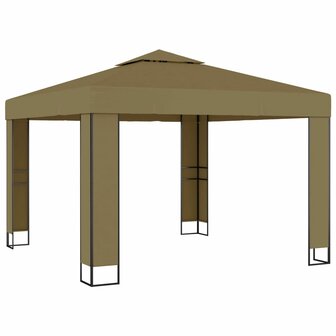 Prieel met dubbel dak 180 g/m&sup2; 3x3x2,7 m taupe 2