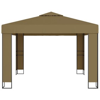 Prieel met dubbel dak 180 g/m&sup2; 3x3x2,7 m taupe 3
