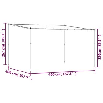 Prieel 4x4 m 180 g/m&sup2; stof en staal beige 8