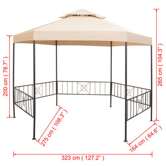 Tuinprieel 323x265 cm hexagonaal beige 9