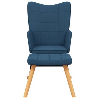Schommelstoel met voetenbank stof blauw 3