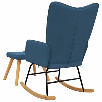 Schommelstoel met voetenbank stof blauw 6
