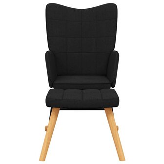 Schommelstoel met voetenbank stof zwart 3