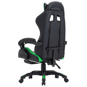 Racestoel met voetensteun kunstleer groen en zwart 5