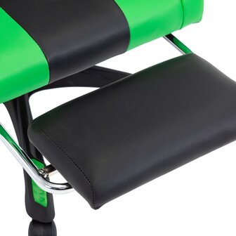 Racestoel met voetensteun kunstleer groen en zwart 6